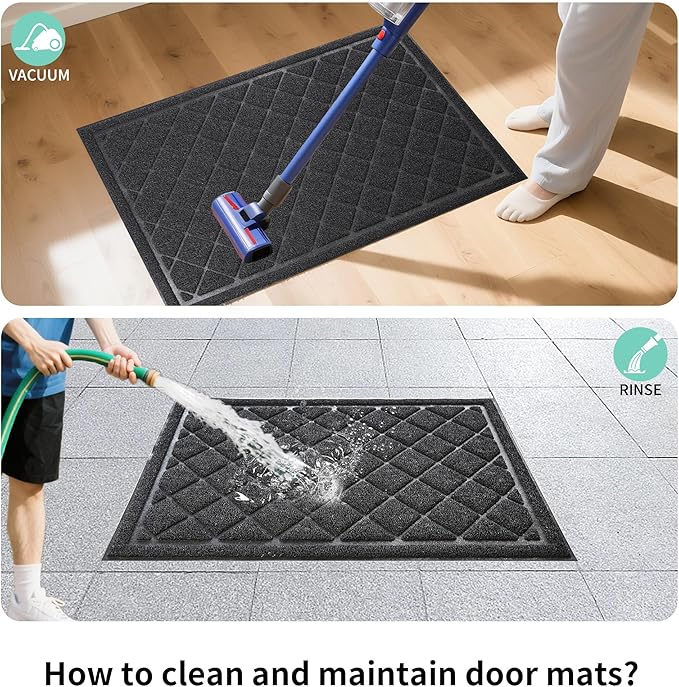 Front Door Mat Indoor Outdoor, 48" x 36" Non Slip Welcome Doormat for Entryway, Heavy Duty Low Profile Entrance Rug for High Traffic Areas, Patio, Outside Entry, Yard, Porch Waterproof