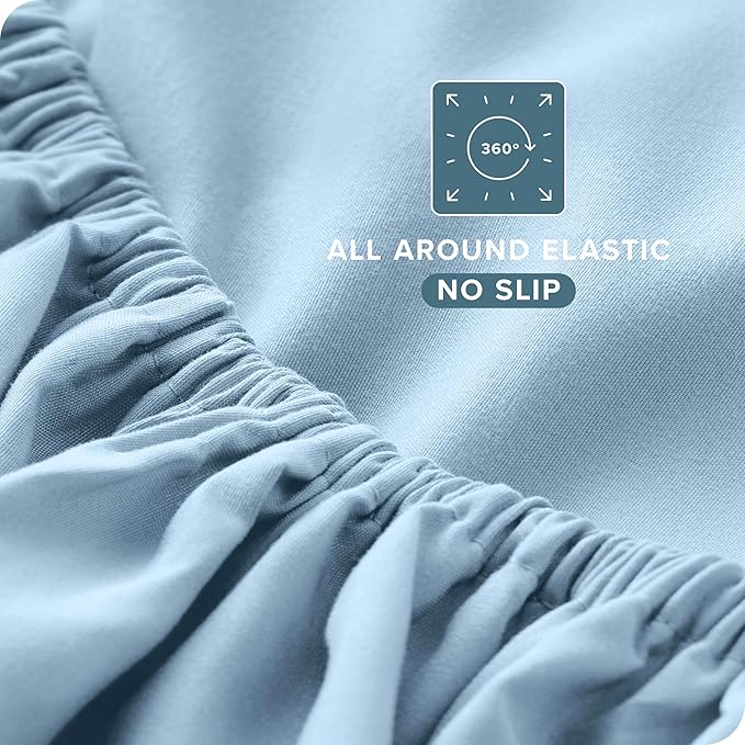 Bare Home Split Head Flex King Sheet Set - 1800 Ultra-Soft Microfiber Bed Sheets - Double Brushed - Deep Pockets - Easy Fit - 4 Piece Set - FlexTop King Bedding (Split Head Flex King, Light Blue)