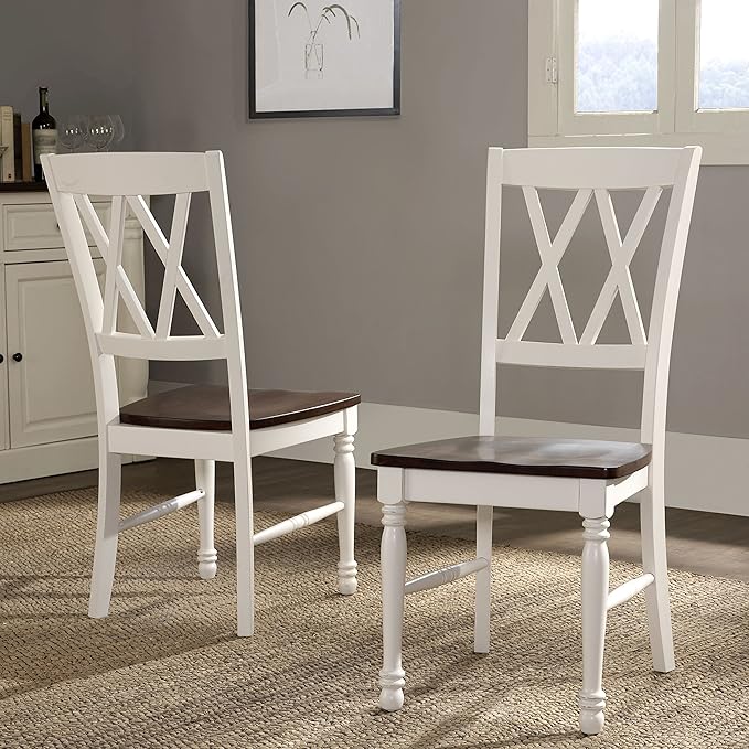 Crosley Furniture Shelby 7-Piece Traditional Dining Table Set for 6, Dinner Tables with Kitchen Chairs, Distressed White