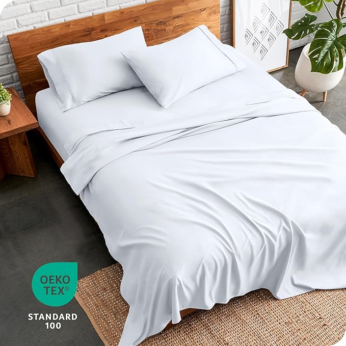 Bare Home Queen Sheet Set - Luxury 1800 Ultra-Soft Microfiber Queen Bed Sheets - Double Brushed - Deep Pockets - Easy Fit - 4 Piece Set - Bedding Sheets & Pillowcases (Queen, White)