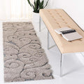SAFAVIEH Florida Shag Collection Runner Rug - 2'3" x 7', Grey & Light Blue, Scroll Design, Non-Shedding & Easy Care, 1.2-inch Thick Ideal for High Traffic Areas in Living Room, Bedroom (SG455-1160)