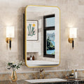 16x24 Inch Mirror Medicine Cabinet for Bathroom Gold Metal Frame Bathroom Medicine Cabinet with Mirror Recessed or Wall Mounted