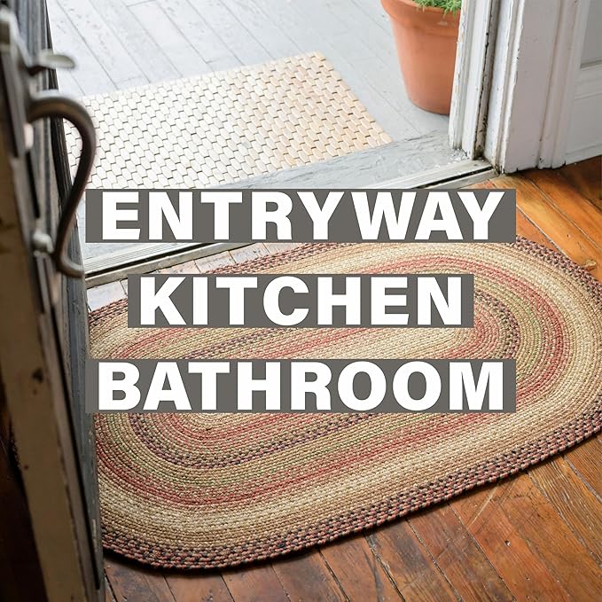 Gingerbread Brown Jute Braided Rug, 20x30 Rectangle - Perfect Country Decor for Kitchen, Entryway, Everywhere