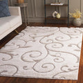 SAFAVIEH Florida Shag Collection Accent Rug - 4' x 6', Cream & Beige, Scroll Design, Non-Shedding & Easy Care, 1.2-inch Thick Ideal for High Traffic Areas in Foyer, Living Room, Bedroom (SG455-1113)