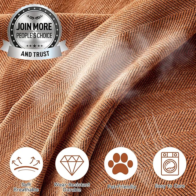 STACYPIK Orange Sofa Cover, Modern Chenille Couch Cover for Dogs, Furniture Protector for 2 Cushion Couch Multi-Use Couch Cover for Sectional Pet-Friendly, Non-Slip Loveseat Cover with Tassel-71X118IN