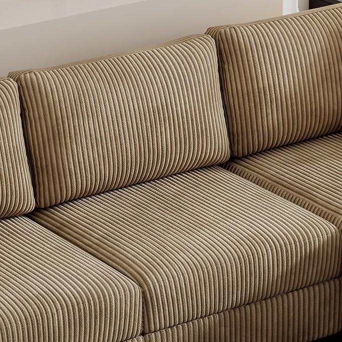 Eafurn 132.68" Oversized L Shaped Modular Sectional Sofa Couch with Reversible Chaise Lounge Daybed, Modern Corduroy Upholstered Corner Lounge Couch with Thick Cushions and Headrest