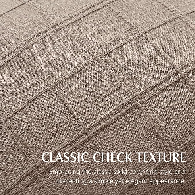 Foindtower Set of 2 Decorative Linen Check Throw Pillow Covers Neutral Farmhouse Vintage Cushion Covers Modern Boho Home Decor for Sofa Chair Couch Bedroom Living Room Outdoor,24×24 Inch,Tan Taupe