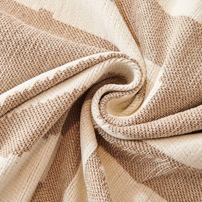 VM VOUGEMARKET Boho Couch Cover for 2 Cushion Chenille Sofa Cover Dog Proof Geometric Loveseat Sofa Slipcover L Shaped Sofa Furniture Protector with Tassels Sectional Couch Cover-71 x 118,Khaki