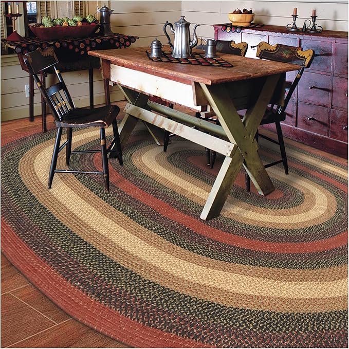 Homespice Highland Multi Color Oval Braided Rug, 8x10' - Handmade with Jute, Warm Country and Lodge Decor, Perfect for Living Rooms and Bedrooms - Pet Friendly and Easy to Clean