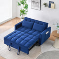 Ball & Cast 3 in 1 Convertible Sleeper Sofa Bed,Velvet Futon Couch with Pull-Out Bed,Convertible Pull Out Couches W/ 2 Pillows,Adjustable Backrest & Side Pocket,for Living Room,Apartment,Blue,55"