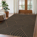 Lahome Modern Geometric Outdoor Easy Jute Rug, 5x7 Patio Living Room Rug Large Black Carpet for Bedroom, Farmhouse Washable Indoor Outdoor Carpet for Dining Room Backyard Deck