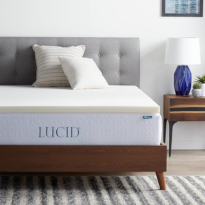 LUCID 2 Inch Traditional Foam Mattress Topper - Hypoallergenic - Ventilated - Conforming Support - Twin