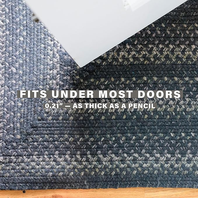 Jet Black Braided Oval Rug 27x45 - Primitive Braided Rugs for Kitchen, Entryway & Bathroom