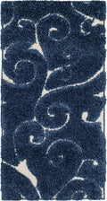 SAFAVIEH Florida Shag Collection Accent Rug - 2'3" x 4', Dark Blue & Cream, Scroll, Non-Shedding & Easy Care, 1.2-inch Thick Ideal for High Traffic Areas in Entryway, Living Room, Bedroom (SG455-6511)