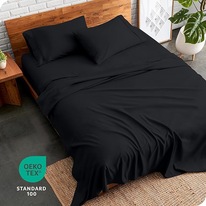 Bare Home California King Sheet Set - 1800 Ultra-Soft Microfiber Cal King Bed Sheets - Double Brushed - Deep Pockets - Easy Fit - 4 Piece Set - Bed Sheets (California King, Black)
