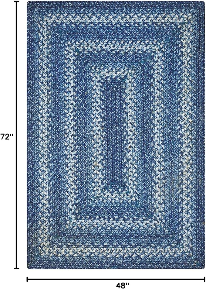 Homespice Denim Jute Blue Braided 4x6’ Rug for Living Room, Bedroom Rug and Dining Room. Pet Friendly. Decor Styles- Farmhouse Rug, Rustic, Vintage, Cottage, Primitive, Country, Boho Rug