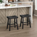 Lexicon Saddle Bar Stools Set of 2 Barstools with Footrest, Armless Dining Chairs for Kitchen Island, Breakfast Nook, Living Room, Counter Height, Black