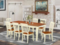 East West Furniture QUDA9-BMK-W 9 Piece Dining Table Set Includes a Rectangle Wooden Table with Butterfly Leaf and 8 Dining Room Chairs, 40x78 Inch, Buttermilk & Cherry