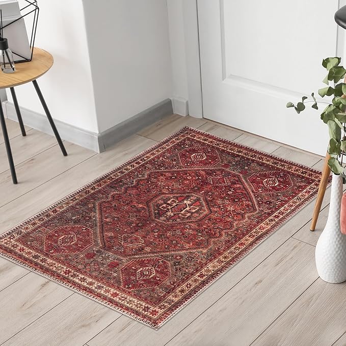 Keen Home Design 2x3 Rug - Machine Washable Entry Rug with Non-Slip Backing, Ideal for Enteryway, Kitchen, Bathroom, Laundry Room - Vintage, Easy Clean, Durable, Low Pile Rug - (2' x 3')