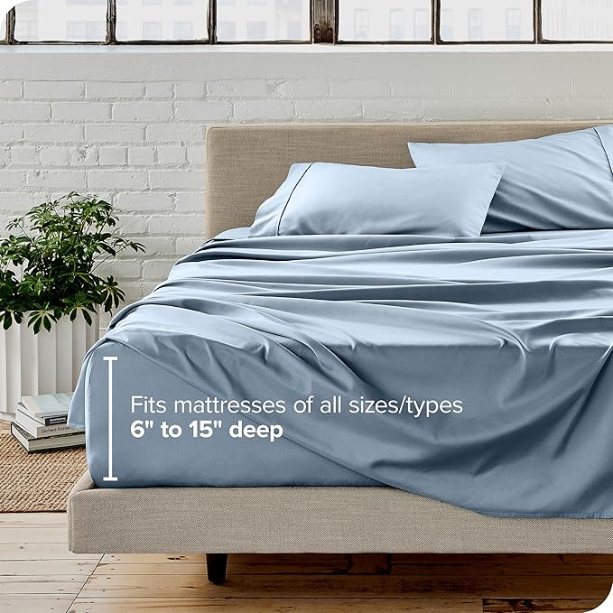 Bare Home King Sheet Set - Luxury 1800 Ultra-Soft Microfiber King Bed Sheets - Double Brushed - Deep Pockets - Easy Fit - 4 Piece Set - Bedding Sheets & Pillowcases (King, Dusty Blue)