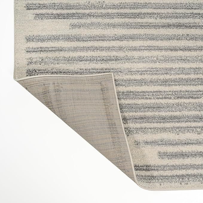 JONATHAN Y Khalil Modern Berber Stripe Cream/Gray Indoor Area Rug, 5x8, Contemporary, Bohemian, Easy-Cleaning for Living Room, Bedroom, Kitchen, Pet Friendly, Non-Shedding (MOH207C-5)