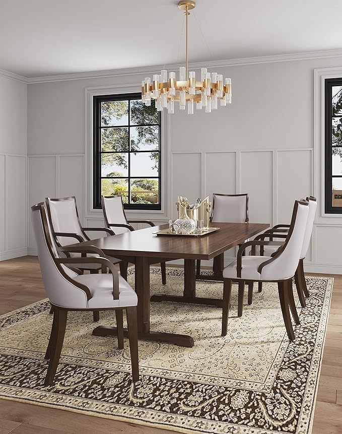 Manhattan Comfort Grand Faux Leather 8-Piece Dining Chairs in Light Grey