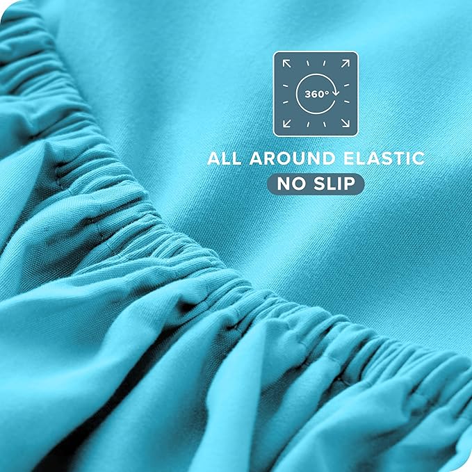 Bare Home Split Head Flex King Sheet Set - 1800 Ultra-Soft Microfiber Bed Sheets - Double Brushed - Deep Pockets - Easy Fit - 4 Piece Set - FlexTop King Bedding (Split Head Flex King, Aqua)