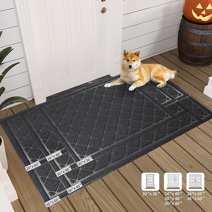 Front Door Mat Indoor Outdoor, 48" x 24" Non Slip Welcome Doormat for Entryway, Heavy Duty Low Profile Entrance Rug for High Traffic Areas, Patio, Outside Entry, Yard, Porch Waterproof