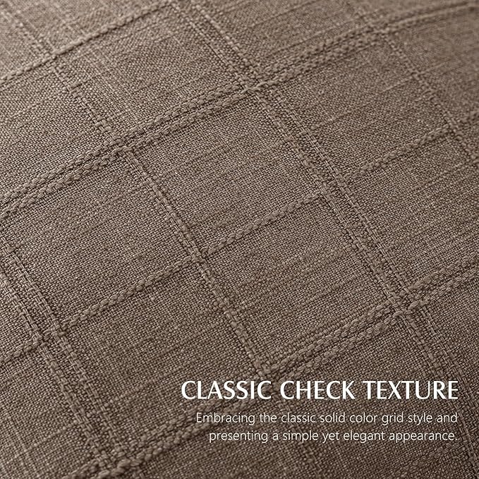 Foindtower Set of 2 Decorative Linen Check Throw Pillow Covers Neutral Farmhouse Vintage Cushion Covers Modern Boho Home Decor for Sofa Chair Couch Bedroom Living Room Outdoor,24×24 Inch,Taupe Grey