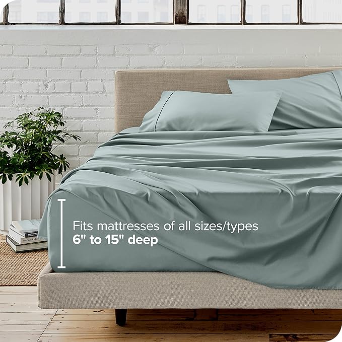 Bare Home Full XL Sheet Set - Luxury 1800 Ultra-Soft Microfiber Full Extra Long Bed Sheets - Double Brushed - Deep Pockets - Easy Fit - 4 Piece Set - Bedding Sheets & Pillowcases (Full XL, Sea Spray)