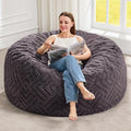 Hobestluk Bean Bag Chairs Adults Beanbag Chair with Filler Large Bean Bags with Fluffy Embossed Cover, Giant Bean Bag Chairs for Adults (Dark Grey, 4FT - 44” x 44” x 24”)
