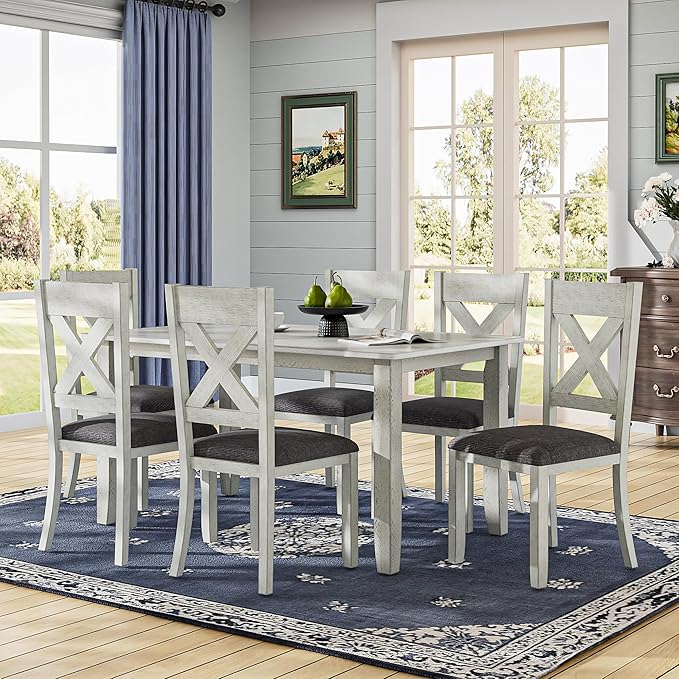 Solid Wood Dining Chair Set of 2, Part of Dining Table Set, Mix and Match Table, Chair Sold Separately for Dining Room, Kitchen, Grey