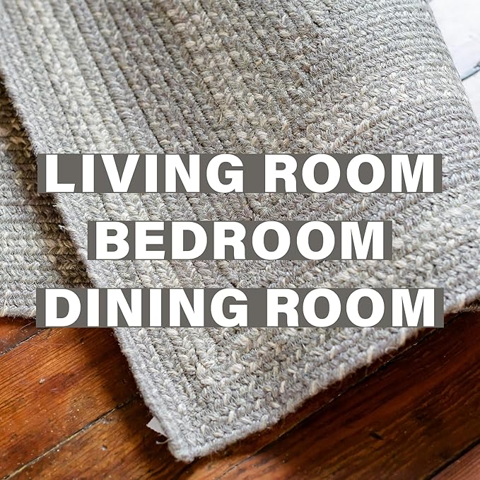 Grey Cloud Jute Braided Oval Rug, 4x6' - Grey, Warm Farmhouse Country Decor, Perfect for Bedrooms, Kitchens and Large Entryways - Pet Friendly, Reversible and Easy to Clean