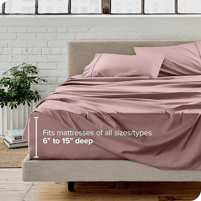 Bare Home California King Sheet Set - 1800 Ultra-Soft Microfiber Cal King Bed Sheets - Double Brushed - Deep Pockets - Easy Fit - 4 Piece Set - Bed Sheets (Cal King, Mauve)