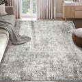 Washable Area Rugs 5'x8' Non-Slip Modern Abstract Soft for Living Room Entryway Bedroom Nursery, Print Pattern, Gray White Grey