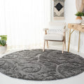 SAFAVIEH Florida Shag Collection Area Rug - 9' Round, Grey, Scroll Design, Non-Shedding & Easy Care, 1.2-inch Thick Ideal for High Traffic Areas in Living Room, Bedroom (SG455-8013)
