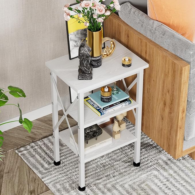 VECELO Modern Nightstands X-Design Side End Table Night Stand with Storage Shelf for Bedroom,Living Room,