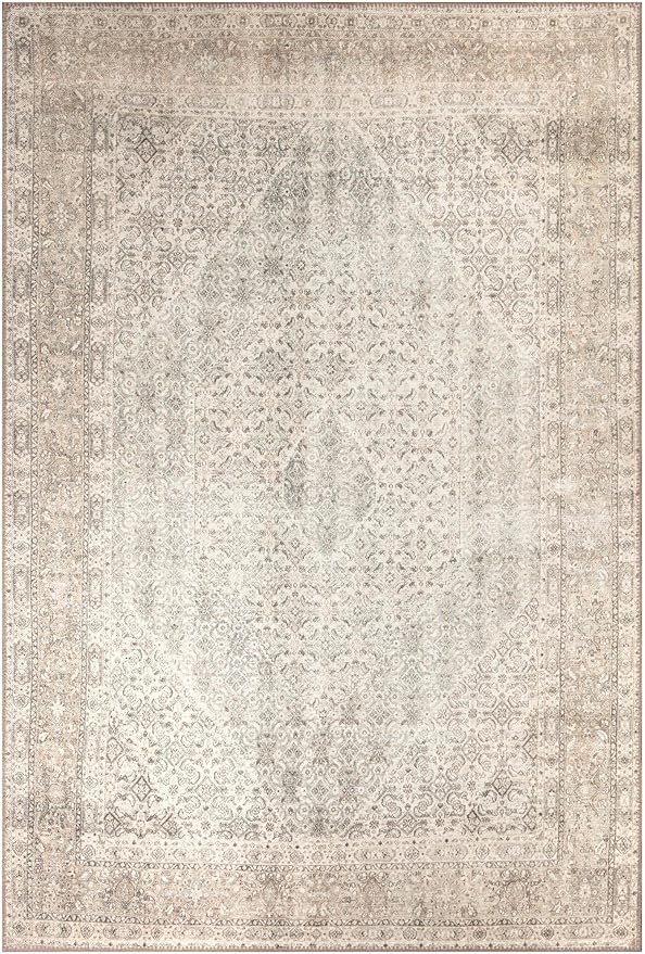Keen Home Design 10x14 Rug - Machine Washable Area Rug with Non-Slip Backing, Ideal for Living Room, Dining Room, Bedroom - Vintage, Easy Clean, Durable, Low Pile Rug - (9'7" x 14')