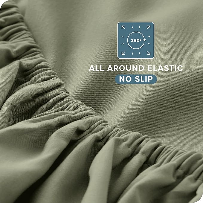 Bare Home Ultra-Soft Split Cal King Sheet Set - Luxury 1800 - Hydro-Brushed - Deep Pockets - Easy Fit - 4 Piece Set - Bedding Sheets & Pillowcases (Split California King, Sage)