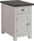 Martin Svensson Home Monterey Chairside Table - White with Grey Top - Coastal Multi-Use Table with Built-in Outlets and Drawers for Bedroom or Living Room