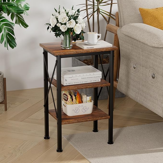 VECELO Modern Nightstands X-Design Side End Table Night Stand with Storage Shelf for Bedroom,Living Room,