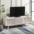 SAFAVIEH ESMA TV Stand for up to 65" Flatscreen – Bleached White, Sliding Doors with Interior Storage, Entertainment Media Console (MED9640C)