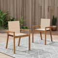 Merax Mesh Seating Solid Wood Dining Chairs Set of 2, French Country Style Accent Side Seating Furniture for Kitchen, Living Room, Textile Back, Beige