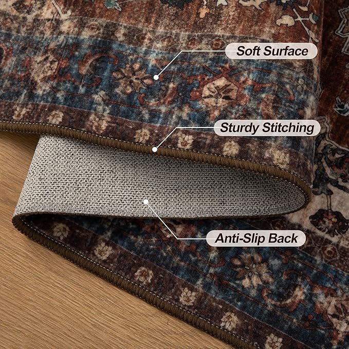 Tangsoo Washable Entryway Rugs 2x3 Vintage Non Slip Small Area Rug, Indoor Front Door Rug, Print Distressed Door Mat Indoor Entrance Soft Low Pile Throw Rug for Entry Kitchen Bedroom Bathroom