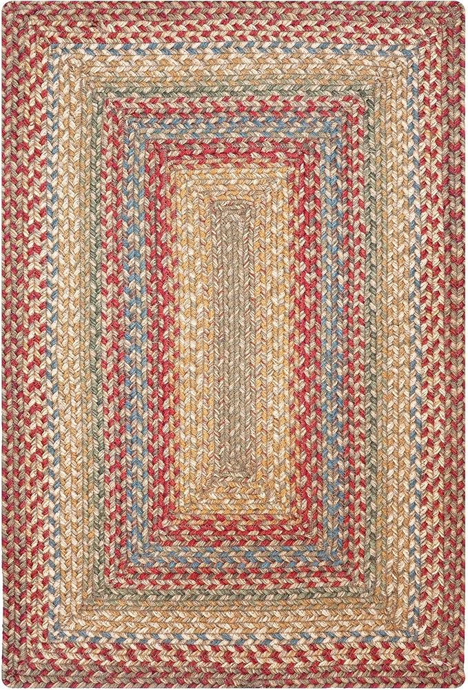 Azalea Multicolor Braided Area Rug, Jute, 4x6' Rectangle - Perfect Country Primitive Decor for Entryway, Bedroom, Everywhere