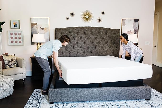 Signature Design by Ashley Queen Size Chime 12 Inch Medium Firm Memory Foam Mattress with Green Tea & Charcoal Gel for Pressure Relief, Fiberglass Free, Mattress In A Box