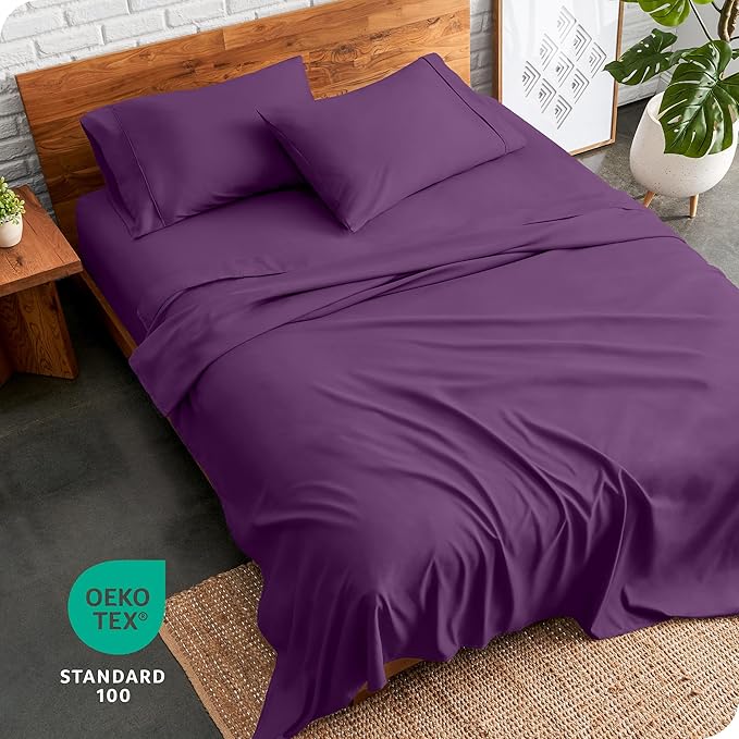 Bare Home Twin Sheet Set - 1800 Ultra-Soft Microfiber Twin Bed Sheets - Double Brushed - Deep Pockets - Easy Fit - Extra Soft - 3 Piece Set - Bedding Sheets & Pillowcases (Twin, Plum)