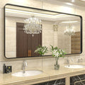 72x36 Black Bathroom Mirror for Wall, Matte Black Framed Bathroom Vanity Mirror, Large Rectangle Mirror, Rounded Corners, Anti-Rust, Shatterproof (Horizontal/Vertical)
