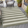 OJIA Striped Outdoor Area Rug 4'x6' Washable Patio Rugs Cotton Woven Living Room Rug Farmhouse Indoor Outdoor Rugs Large Floor Carpet for Courtyard/Bedroom/Entryway (Green/White/Tan)