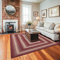 Homespice Autumn Maple Burgundy and Tan Braided Area Rugs, Jute, 8x10' Rectangle - Rustic Primitive Decor for Dining Room, Bedroom, Everywhere